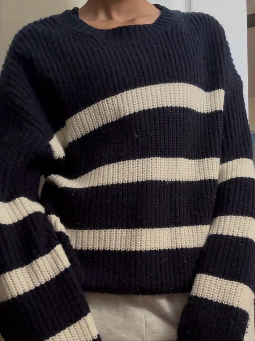Garage Navy & White Strip Sweater | Women’s XS